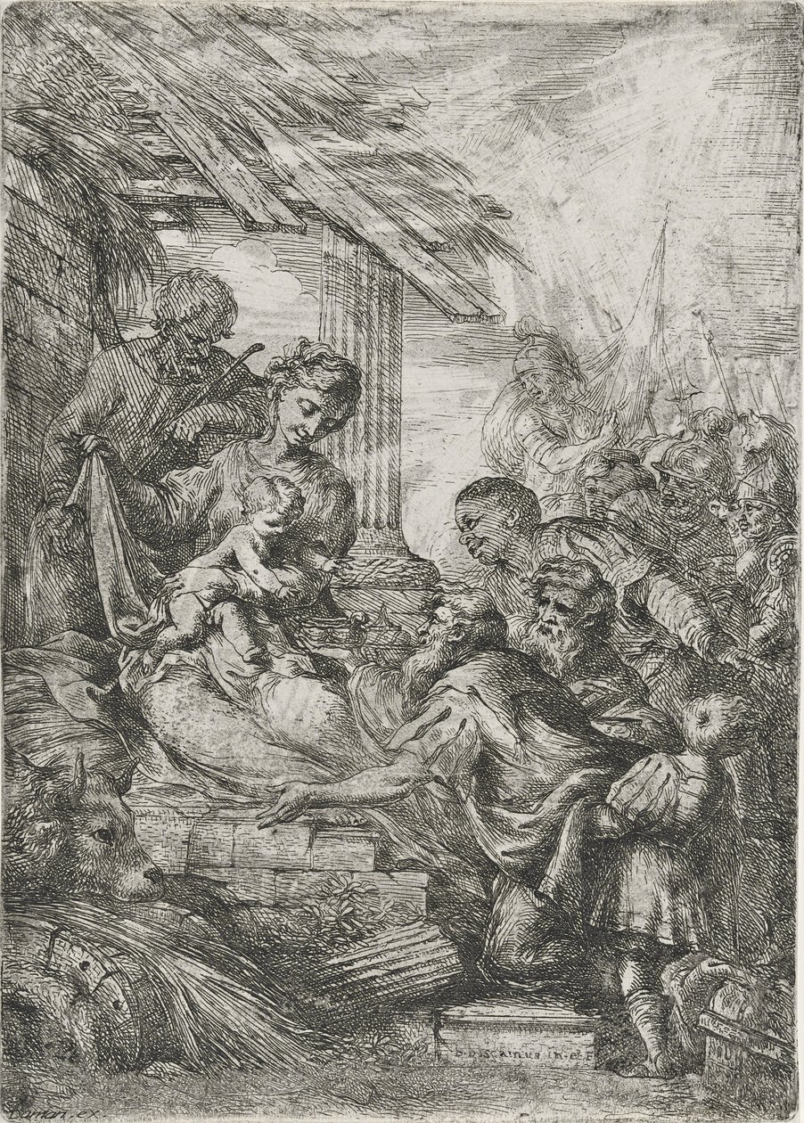 Aanbidding der koningen (Het offer van de wijzen), na 1657 door Bartolommeo Biscaino