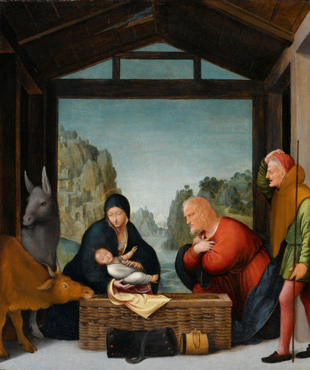 De aanbidding van de herders door Bartolommeo Suardi (circle of)