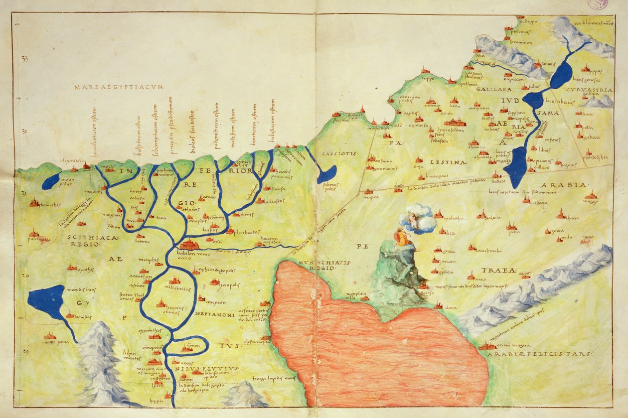 Het Midden-Oosten, uit een Atlas van de Wereld in 33 Kaarten, Venetië, 1 september 1553 door Battista Agnese