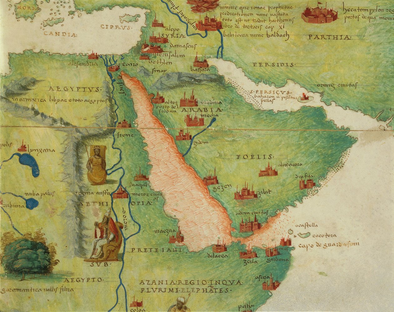 Afrika: Egypte en Saoedi-Arabië, uit Atlas van de Wereld in drieëndertig Kaarten, door Battista Agnese door Battista Agnese