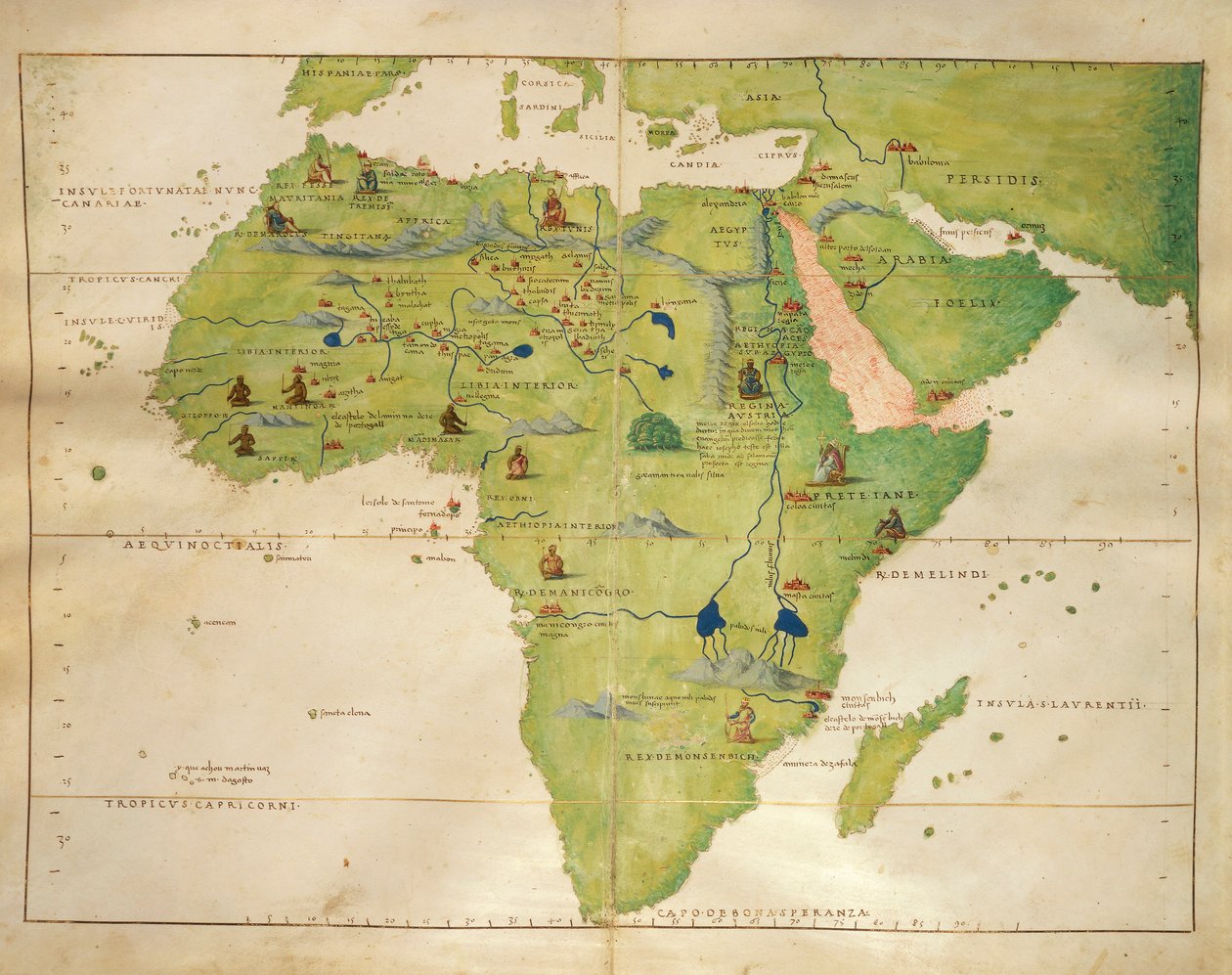 Afrika, uit de Atlas van Zeekaarten door Battista Agnese, 30 oktober 1554 door Battista Agnese