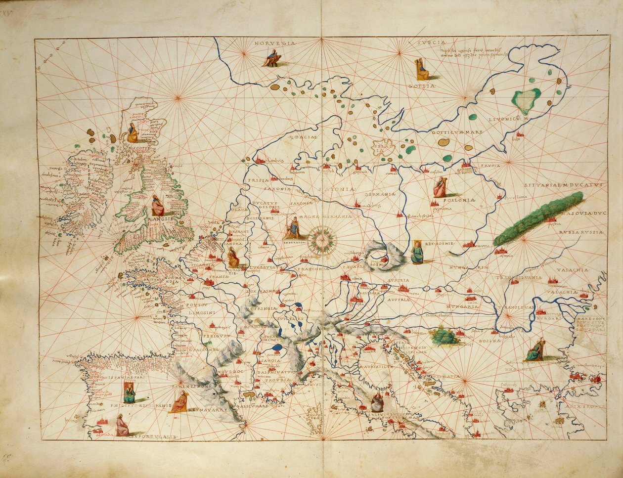 Europa, uit Atlas van de Wereld in drieëndertig Kaarten, door Battista Agnese door Battista Agnese