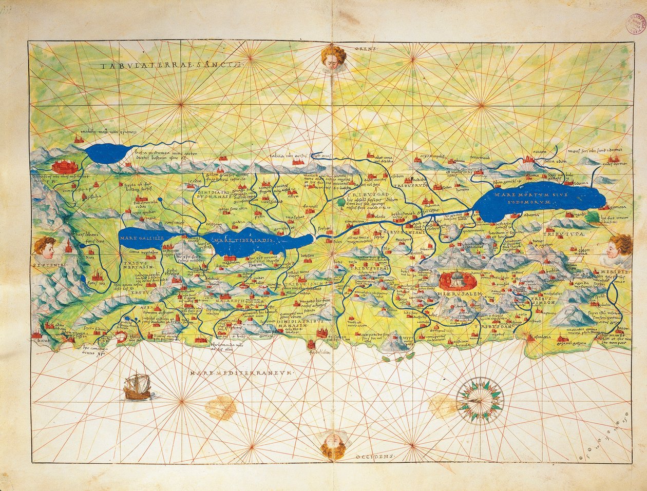 Heilig Land, Israël en Palestina, uit Atlas van de Wereld in drieëndertig Kaarten, door Battista Agnese door Battista Agnese
