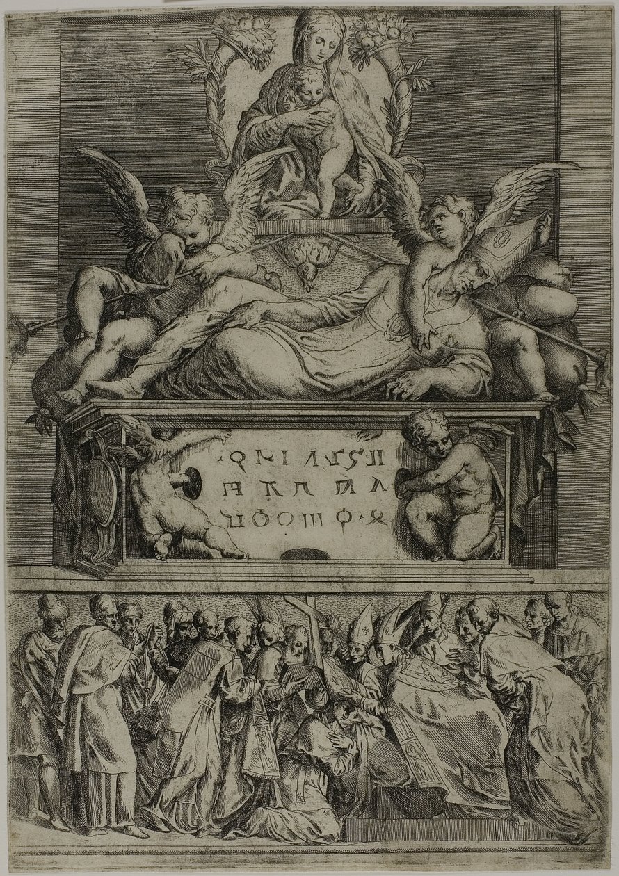 Het graf van een bisschop door Battista Angolo del Moro