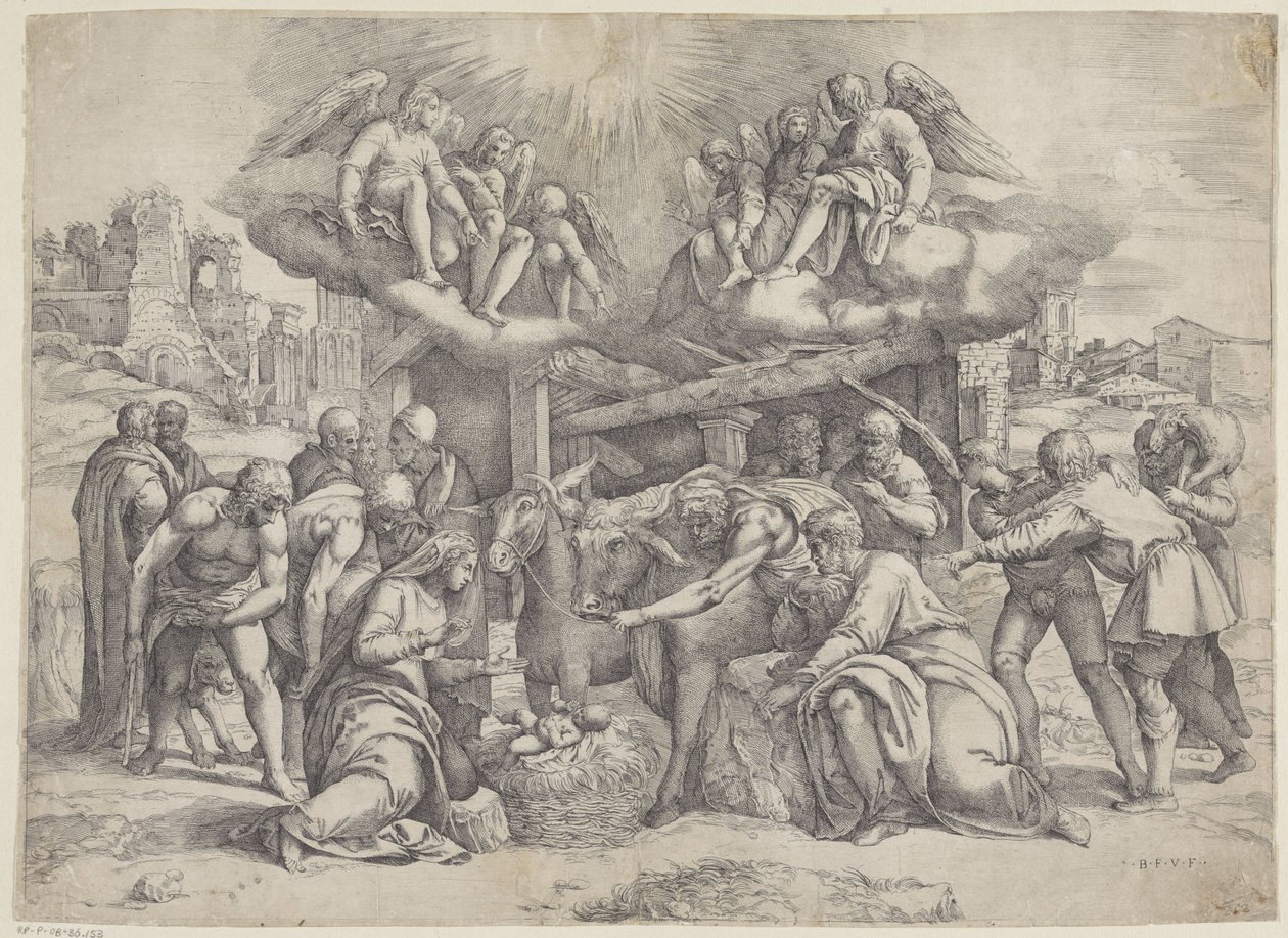 Aanbidding door de herders door Battista Franco