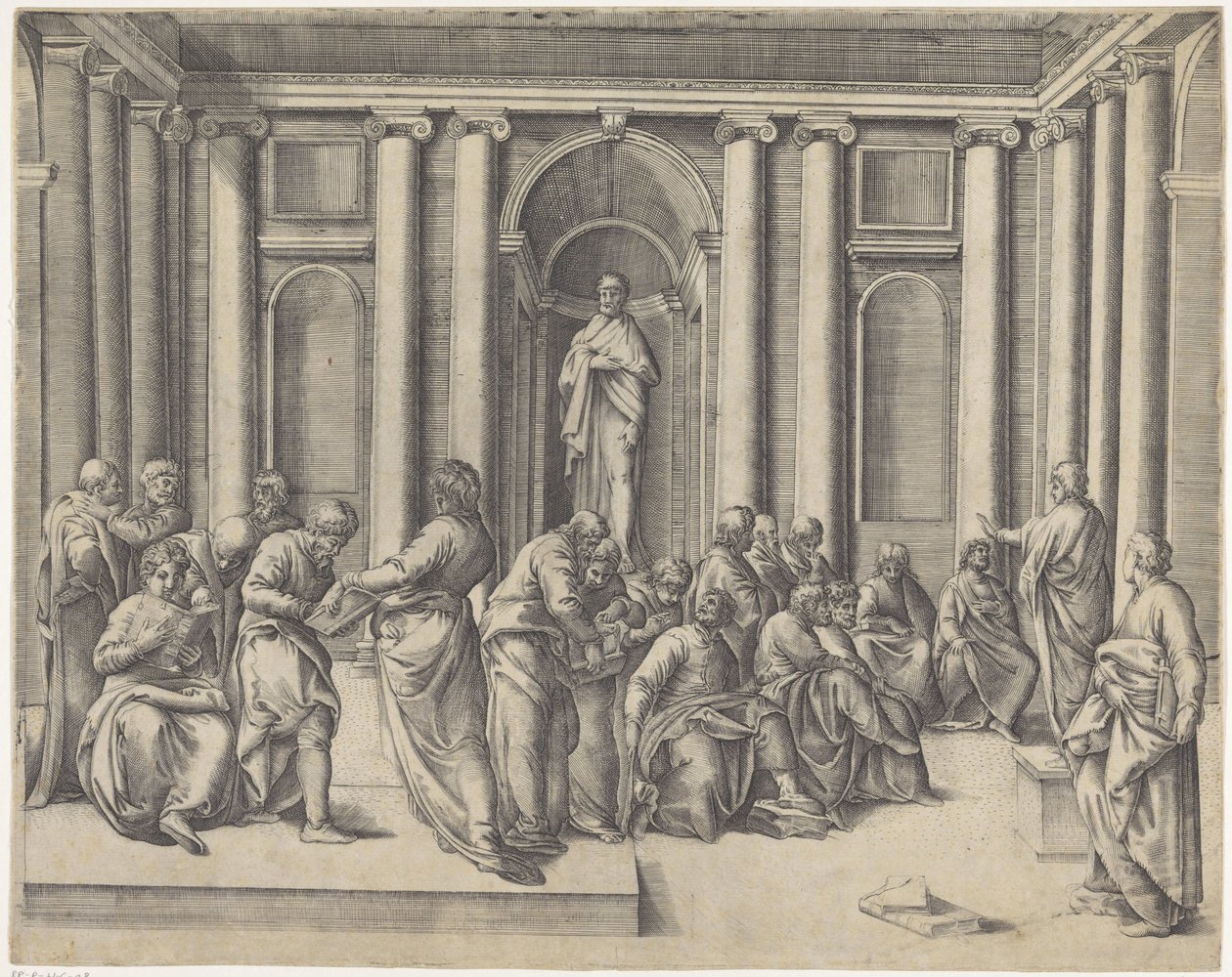 Christus tussen de schriftgeleerden in de tempel door Battista Franco