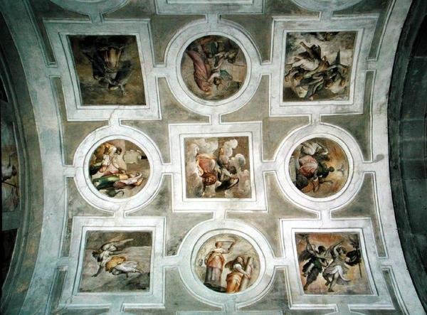 Uitzicht op het gewelf, van het plafond van de Grimani-kapel door Battista Franco