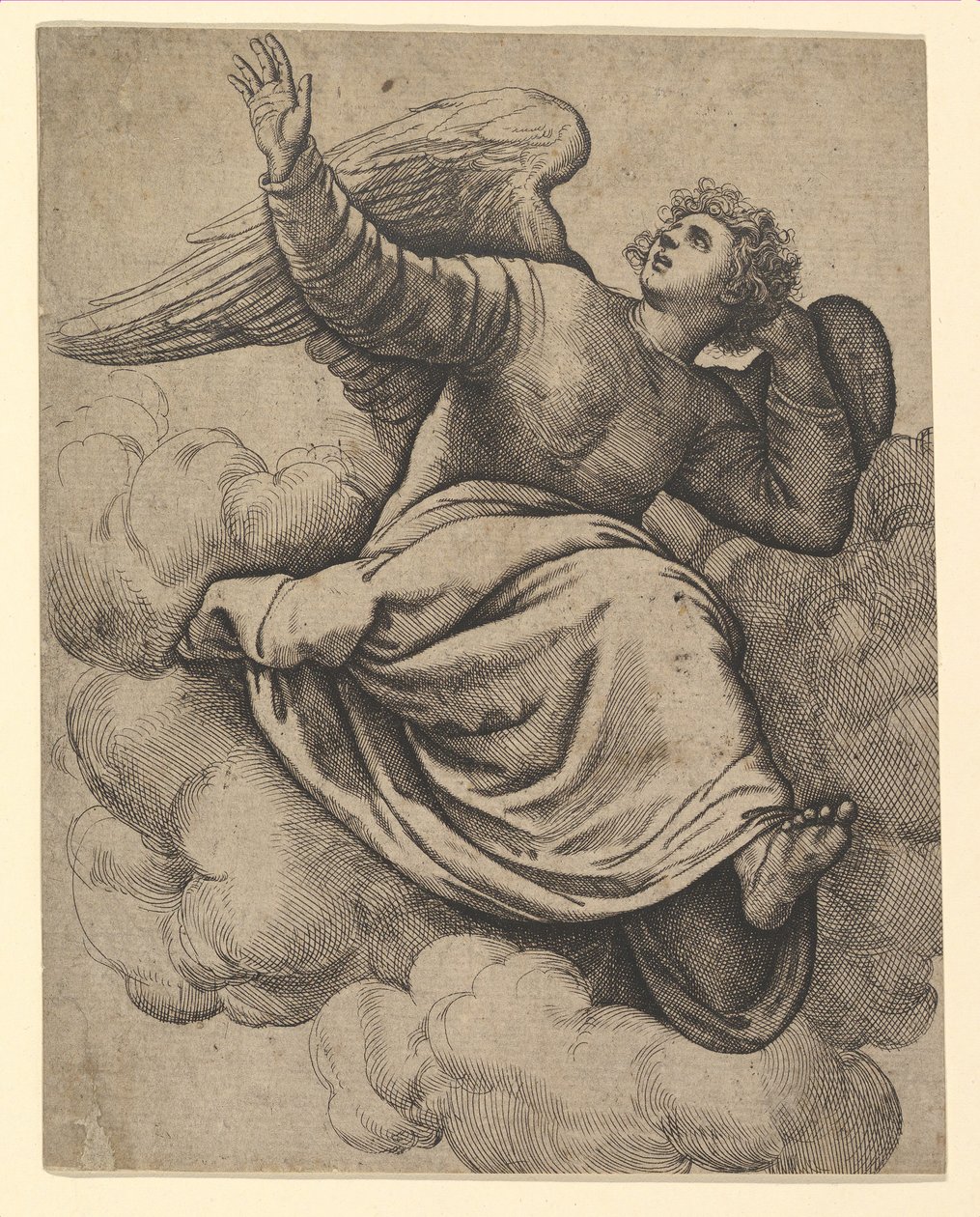 Engel zittend op een wolk, ca. 1560 door Battista Franco Veneziano