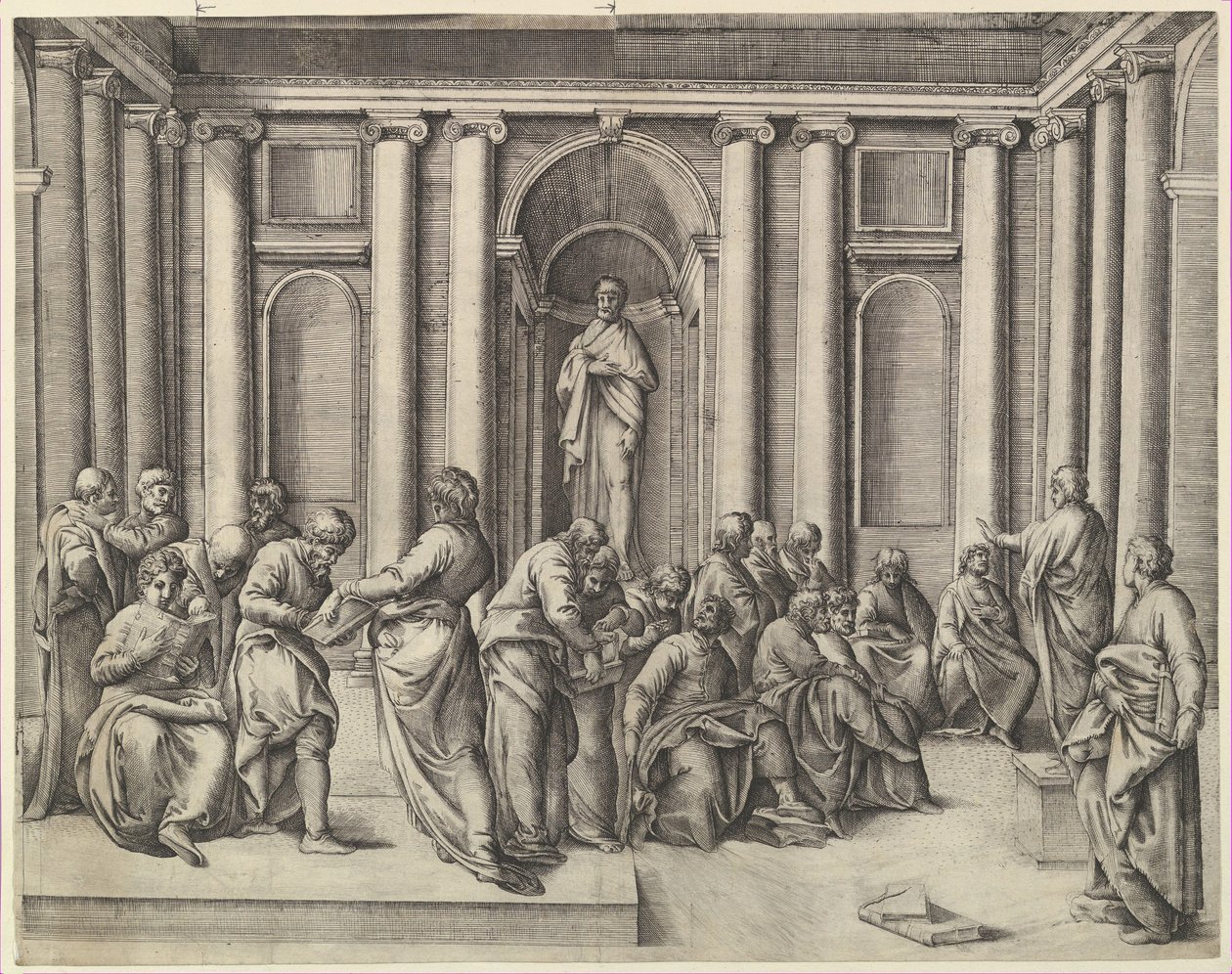 Christus onder de dokters door Battista Franco Veneziano