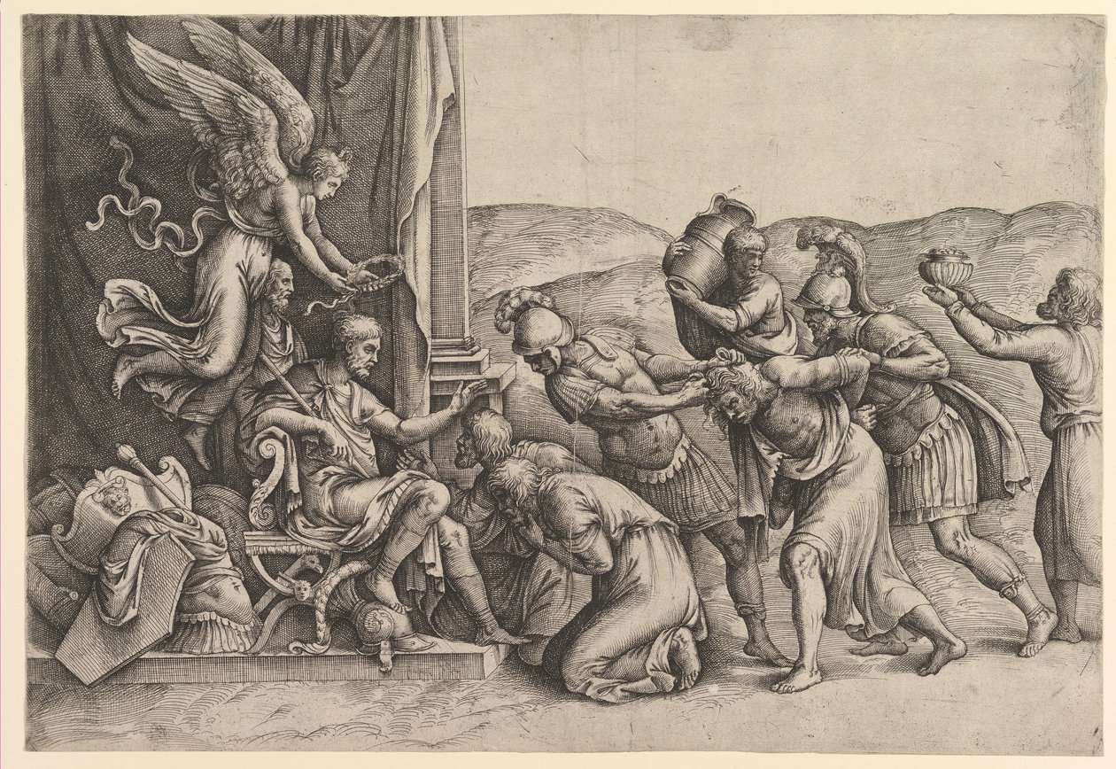 Scipio verleent genade aan de gevangenen door Battista Franco Veneziano
