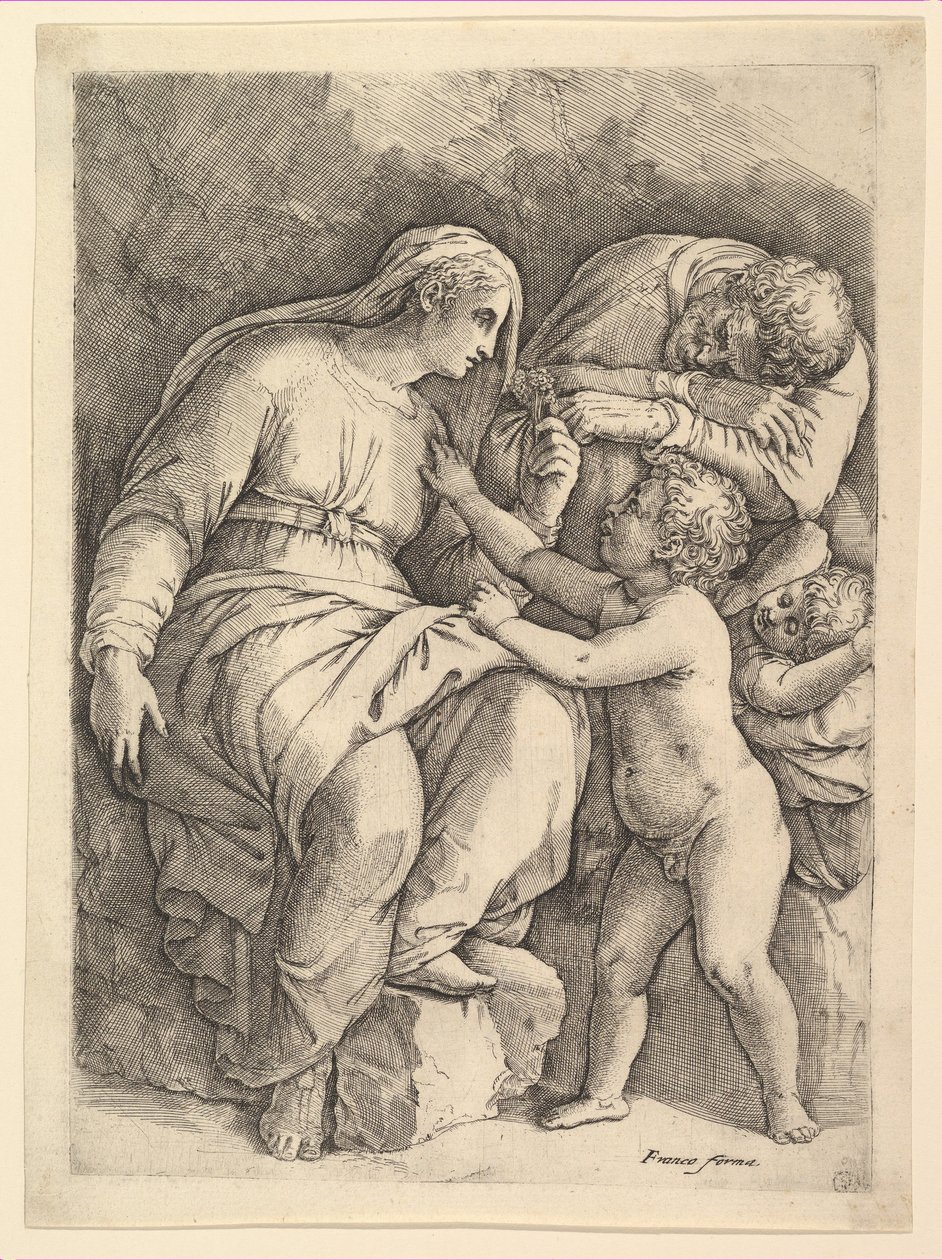 De Heilige Familie door Battista Franco Veneziano