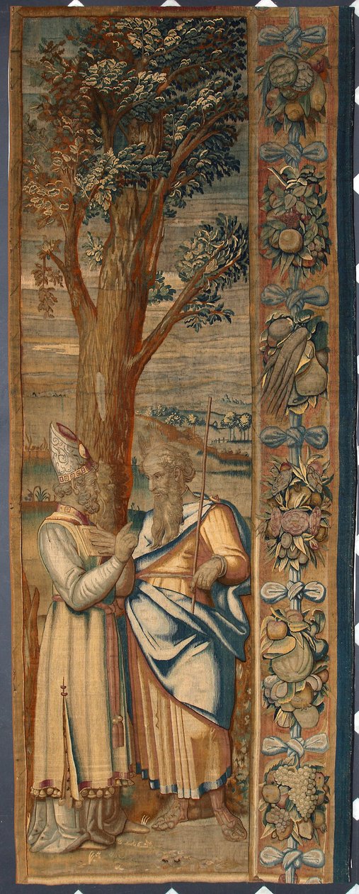 Mozes en Jethro Wandtapijt door Dionys Martensz naar de kartons van Luca Cambiaso (1527-1584) en gemaakt in de fabrieken van Brussel 1561-1564 Dim. 390x585,5 cm Genua, Musei di Strada Nuova door Belgian School