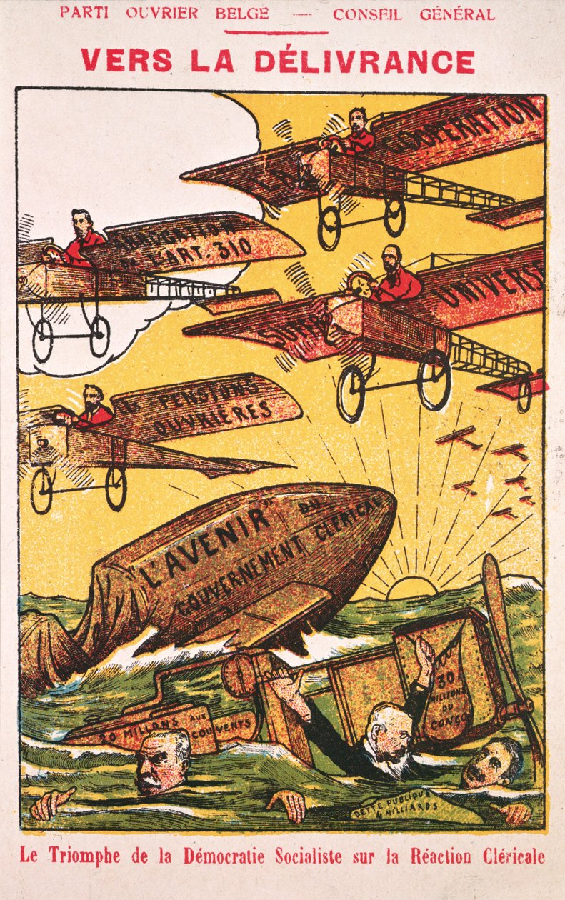 Poster ter promotie van de Parti Ouvrier Belge (Belgische Arbeiderspartij) voor 1914 door Belgian School