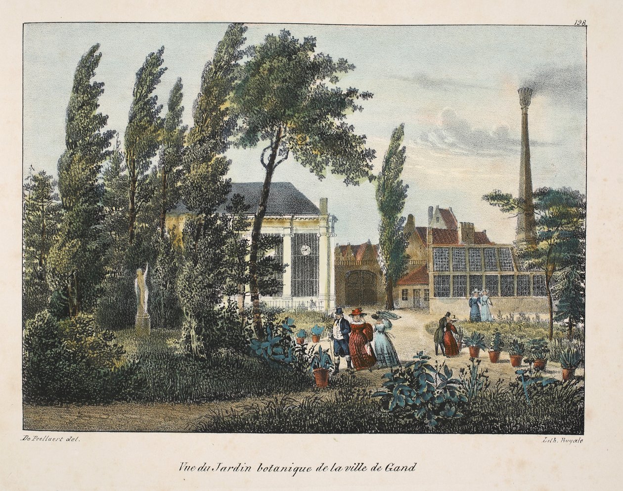 Uitzicht op de botanische tuin van de stad Gent, ca. 1895 door Belgian School