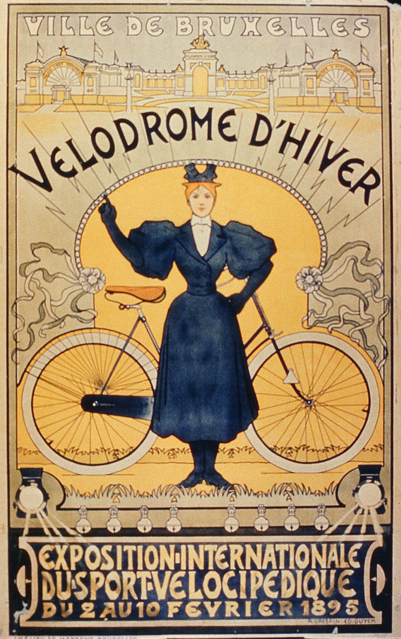 Winterfietsracebaan, Internationale tentoonstelling van velocipedesporten Brussel, 2-10 februari 1895 door Belgian School