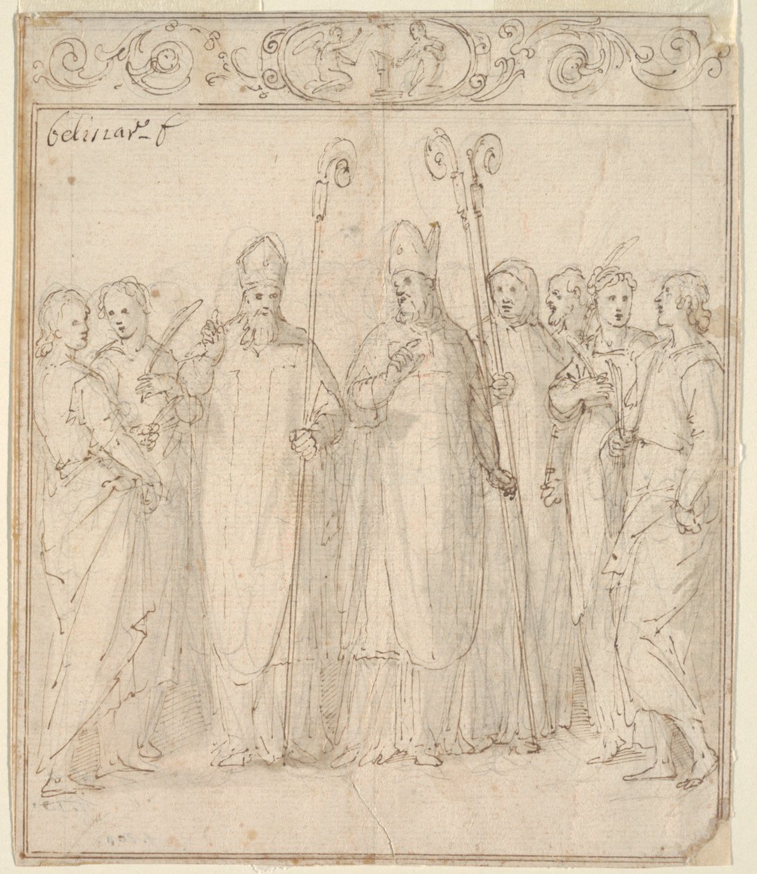 Augustinus, Ambrosius en andere heiligen door Belisario Corenzio