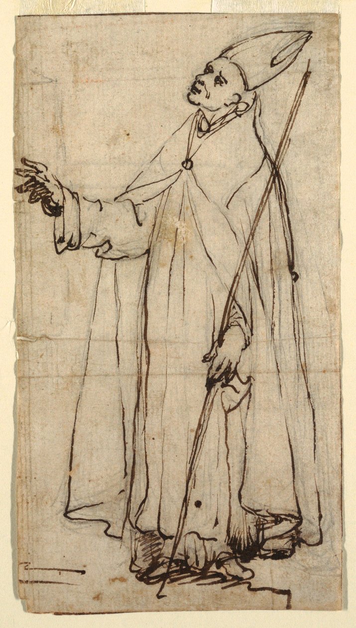 Tekening, Staande bisschop, ca. 1620 door Belisario Corenzio