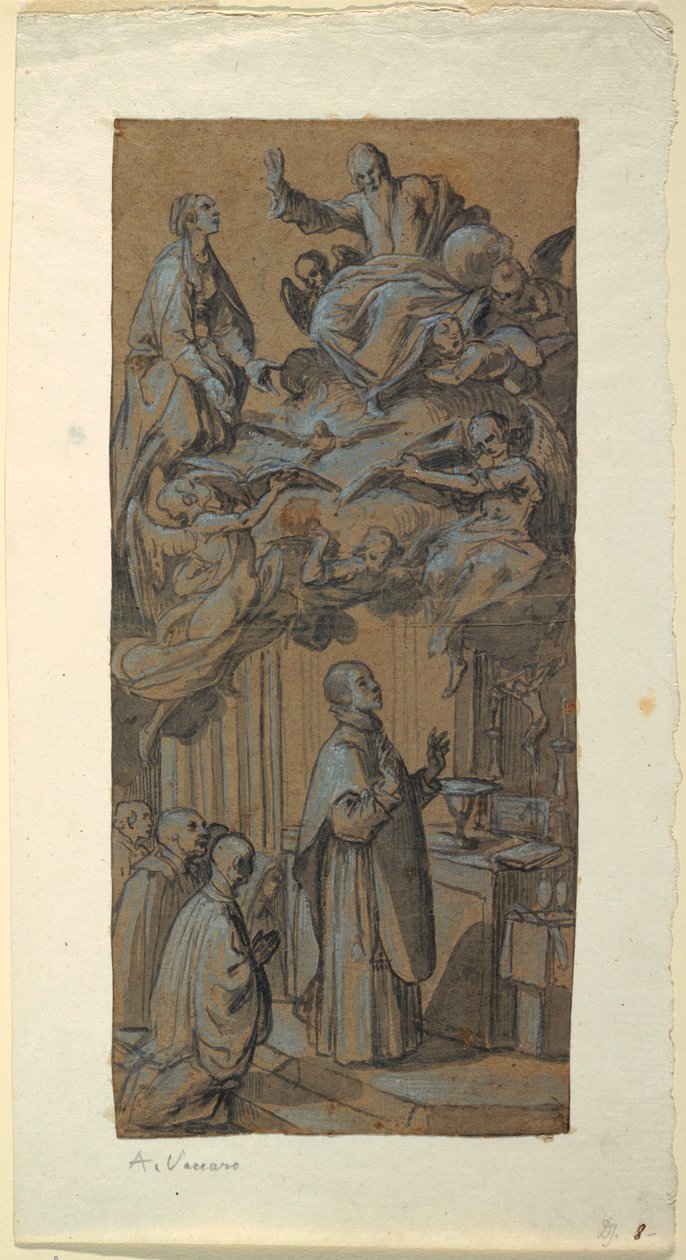 Tekening, Visioen tijdens een mis, ca. 1630 door Belisario Corenzio