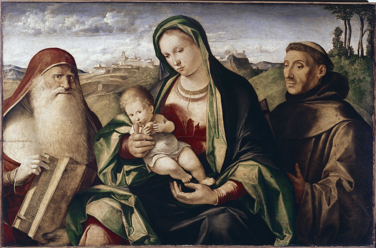Madonna met Kind tussen Sint Hiëronymus en Sint Franciscus door Benedetto (c.1460 1525) Diana