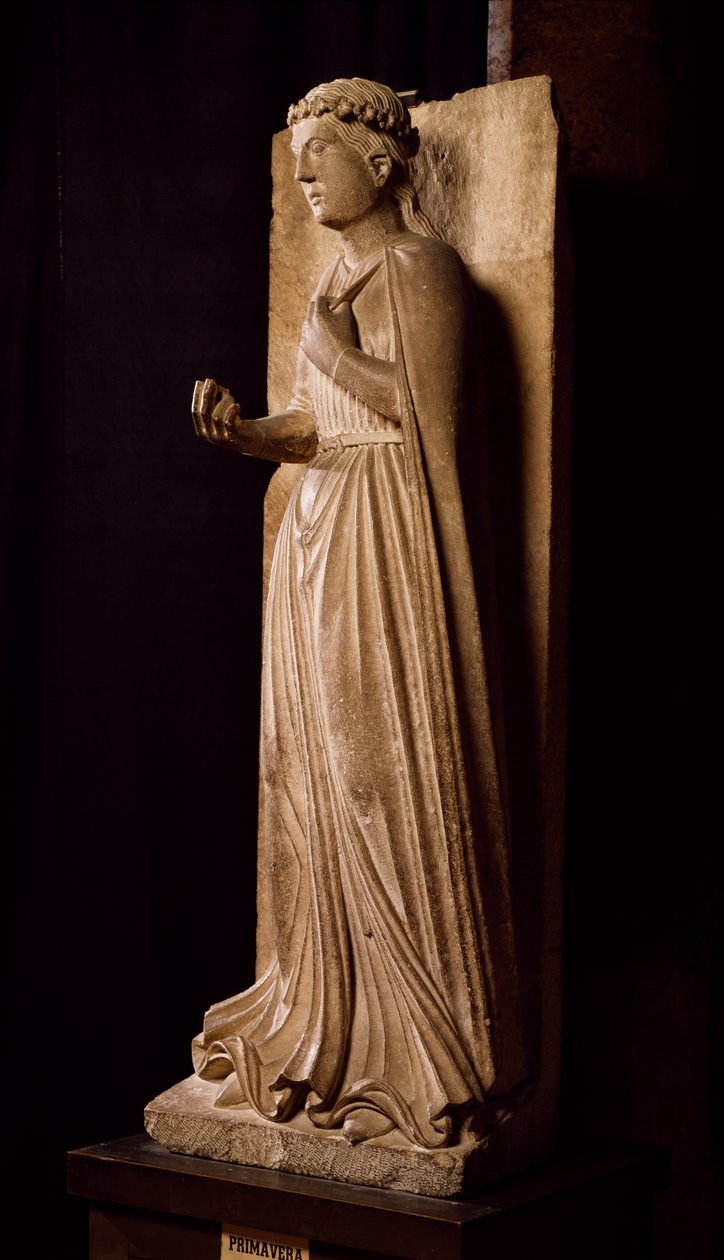 Lente, sculptuur uit Cyclus van Seizoenen door Benedetto Antelami