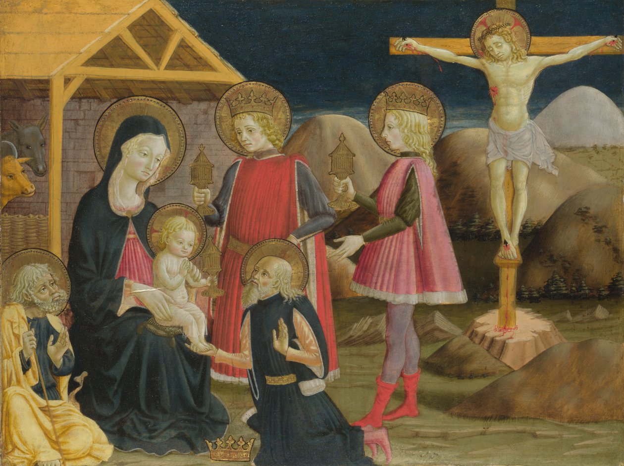 De Aanbidding van de Koningen, en Christus aan het Kruis, ca. 1470 door Benedetto Bonfigli