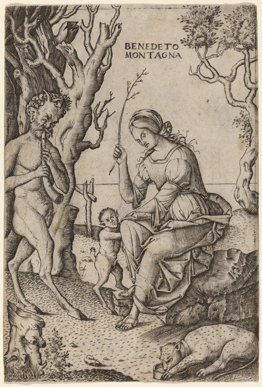 Satyrenfamilie door Benedetto Montagna