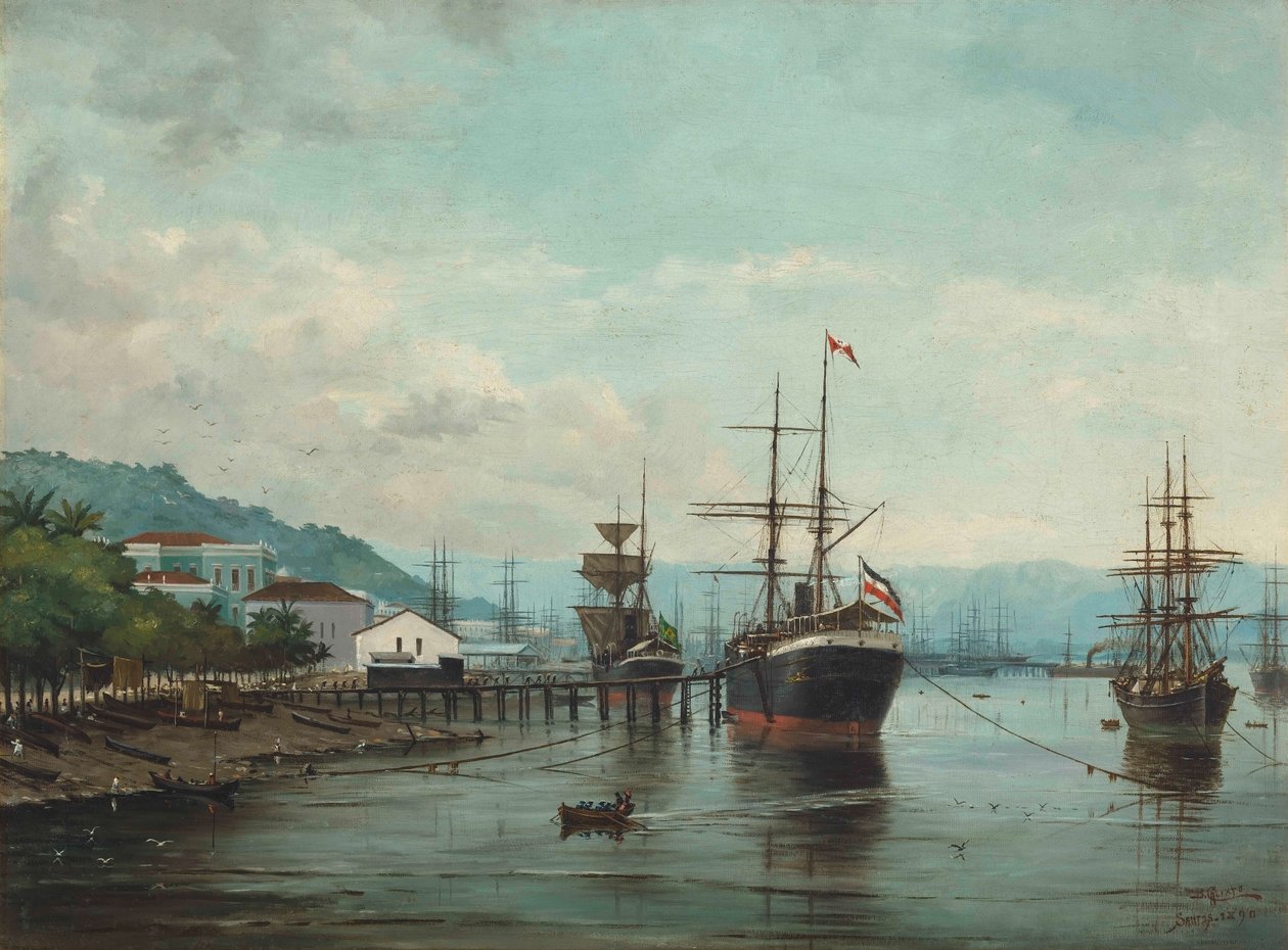Benedito Calixto - Haven van Santos, SP (links gezien), 1890 door Benedito Calixto