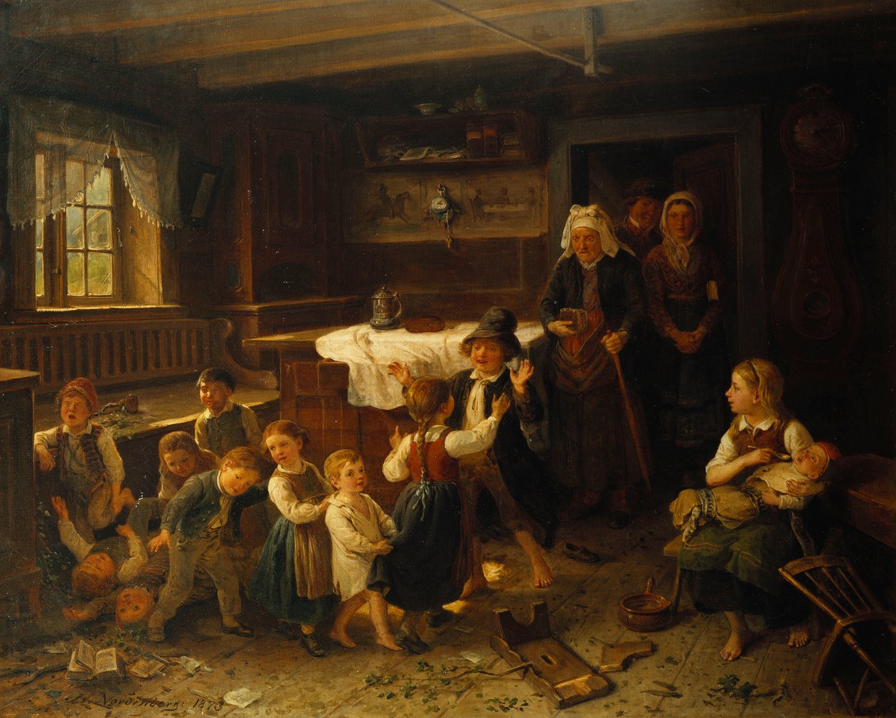 Kinderen Spelen in een Interieur, 1873 door Bengt Nordenberg