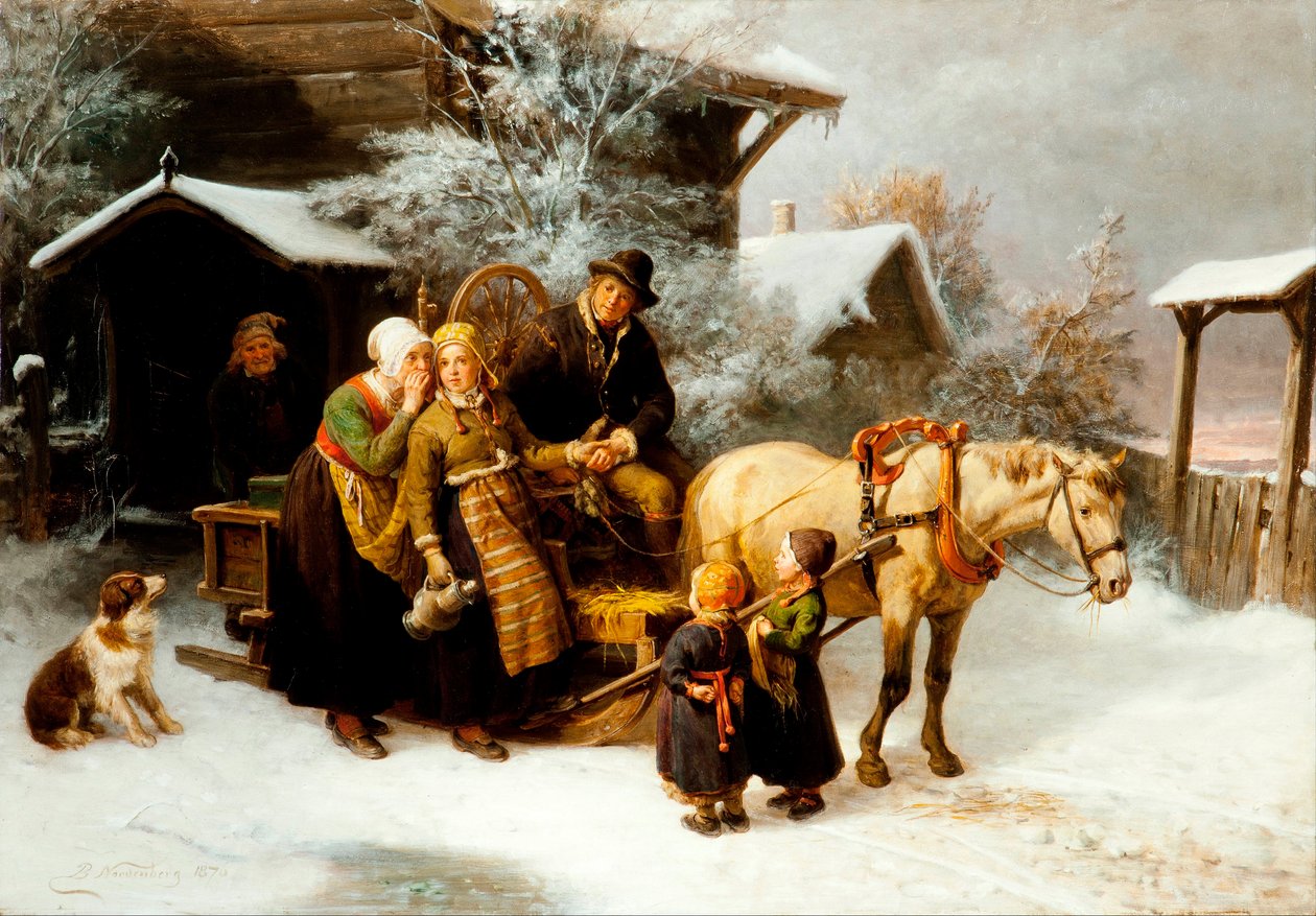 Vertrek van huis (Dalecarlian Scène) door Bengt Nordenberg