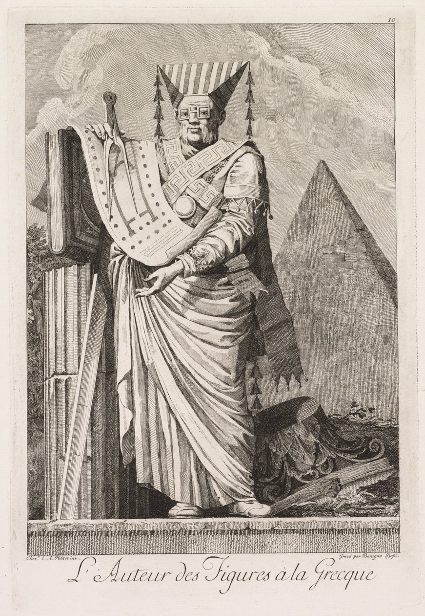 Mascarade à la Grecque: LAuteur des figuren à la Grecque Plaat 10, 1771 door Benigno Bossi