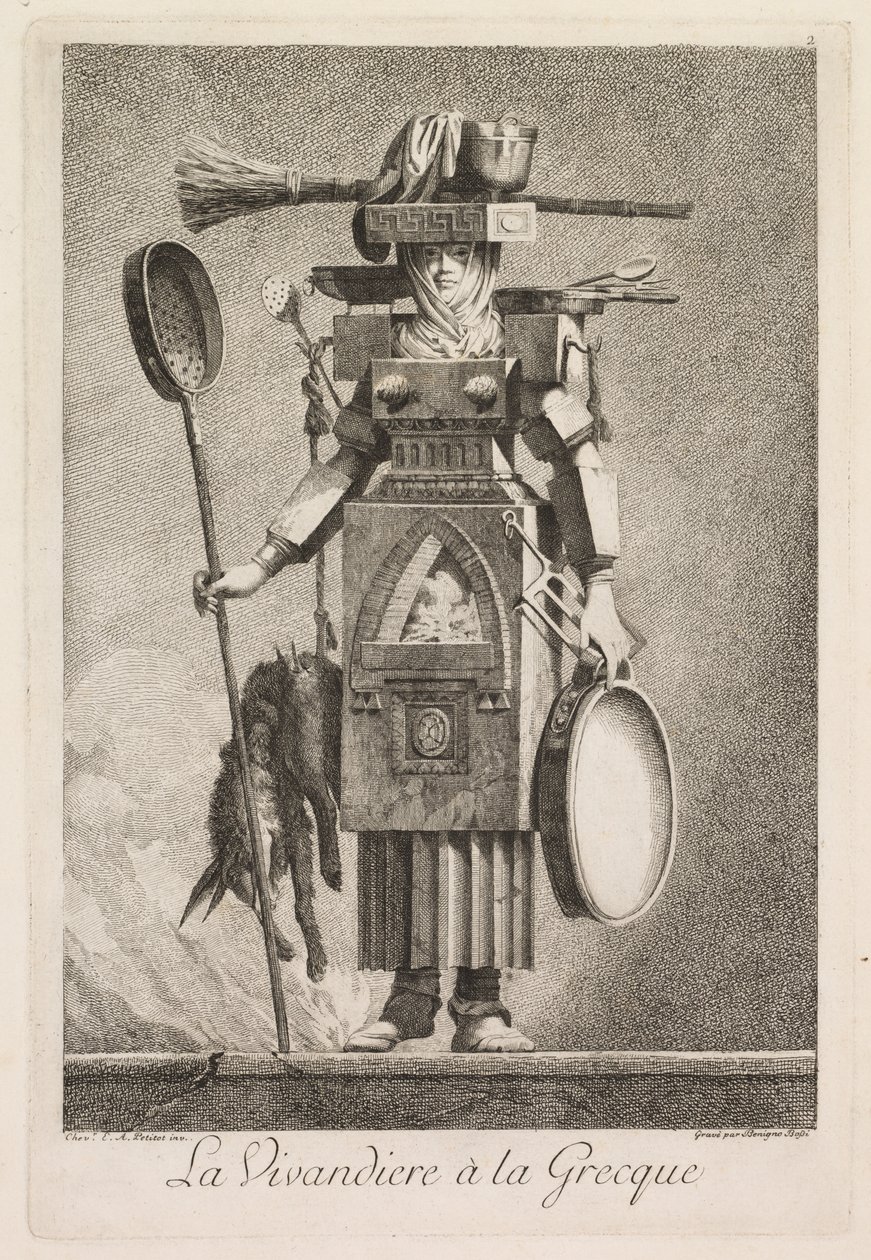 Mascarade à la Grecque: La Vivandière à la Grecque (Plate 2) door Benigno Bossi