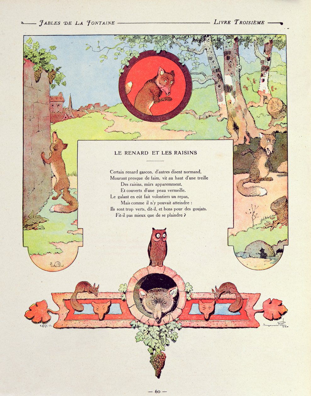 De vos en de druiven, illustratie uit 