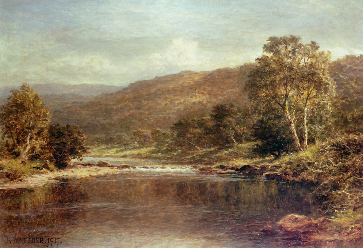 Welsh Rivierlandschap door Benjamin Williams Leader