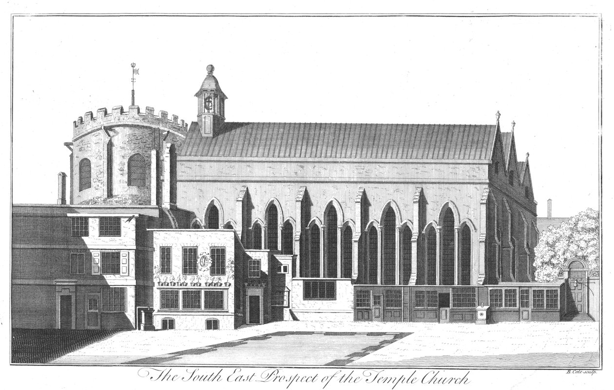 Het Zuidoostelijke Uitzicht van de Tempelkerk door Benjamin Cole