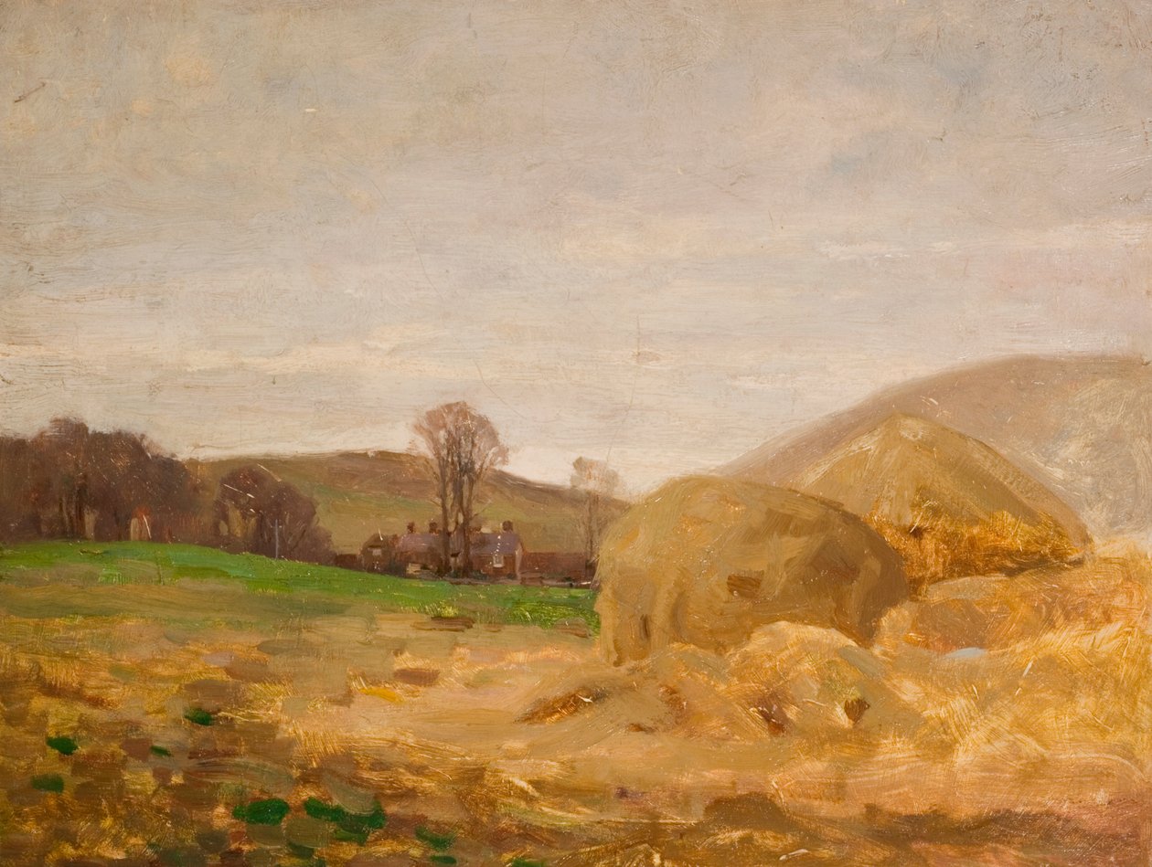 Landschap met Hooibergen door Benjamin Haughton