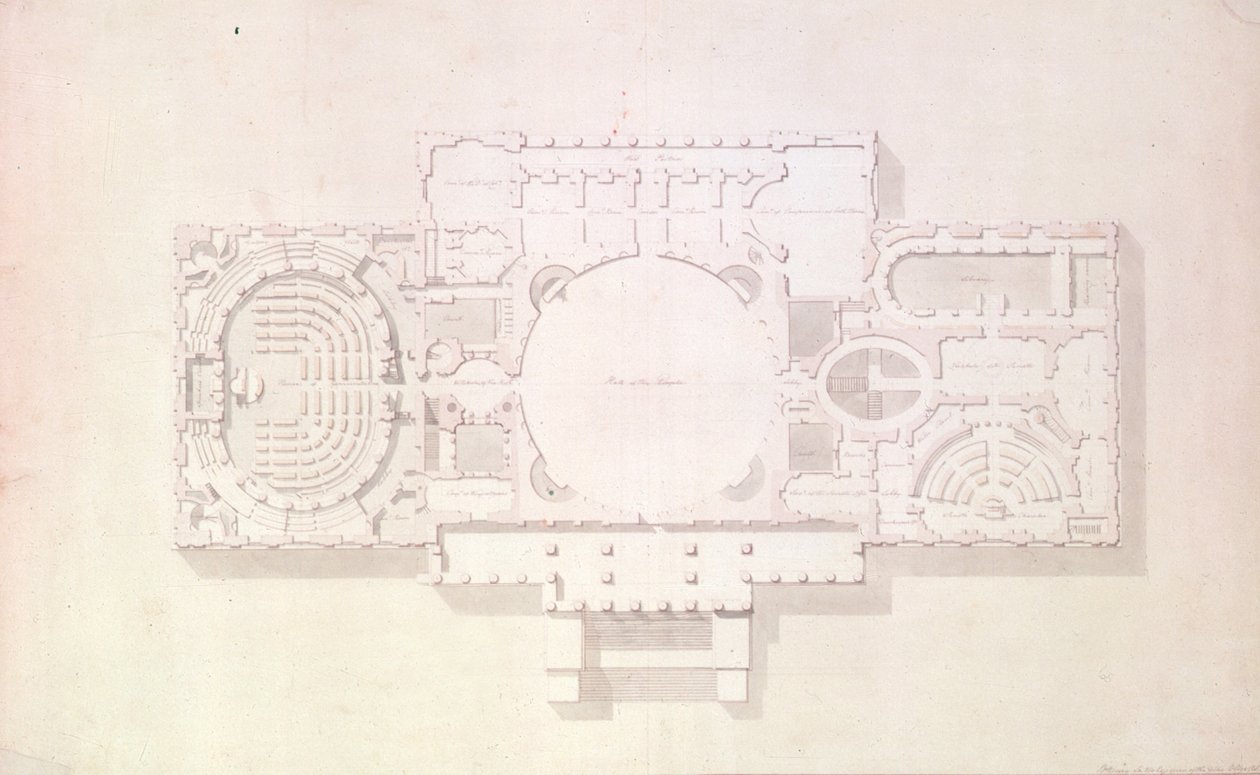 Plan van de hoofdverdieping van het Capitool, VS, 1806 door Benjamin Henry Latrobe