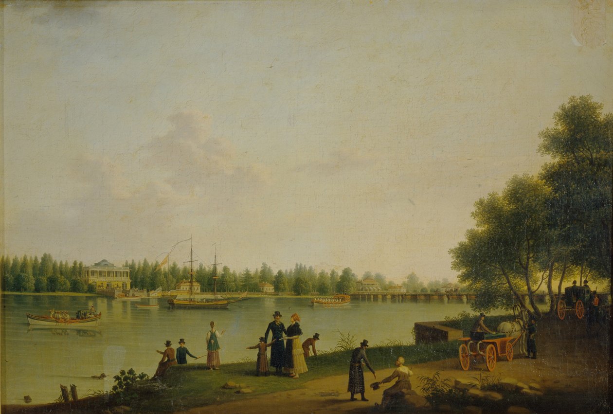 Uitzicht op de datsja van prins Stroganov nabij Sint-Petersburg, 1804 door Benjamin Paterssen