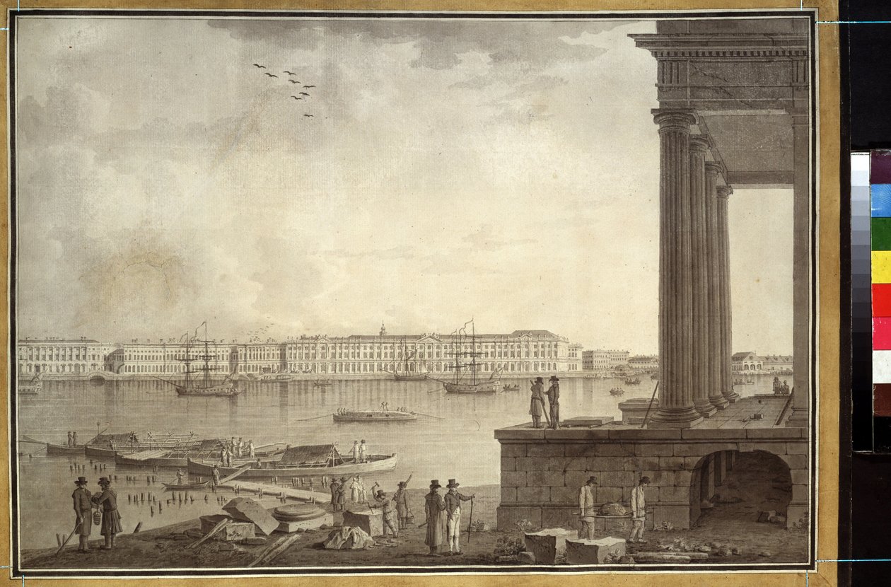 Uitzicht op het Winterpaleis en de Beurs in Sint-Petersburg door Benjamin Patersson