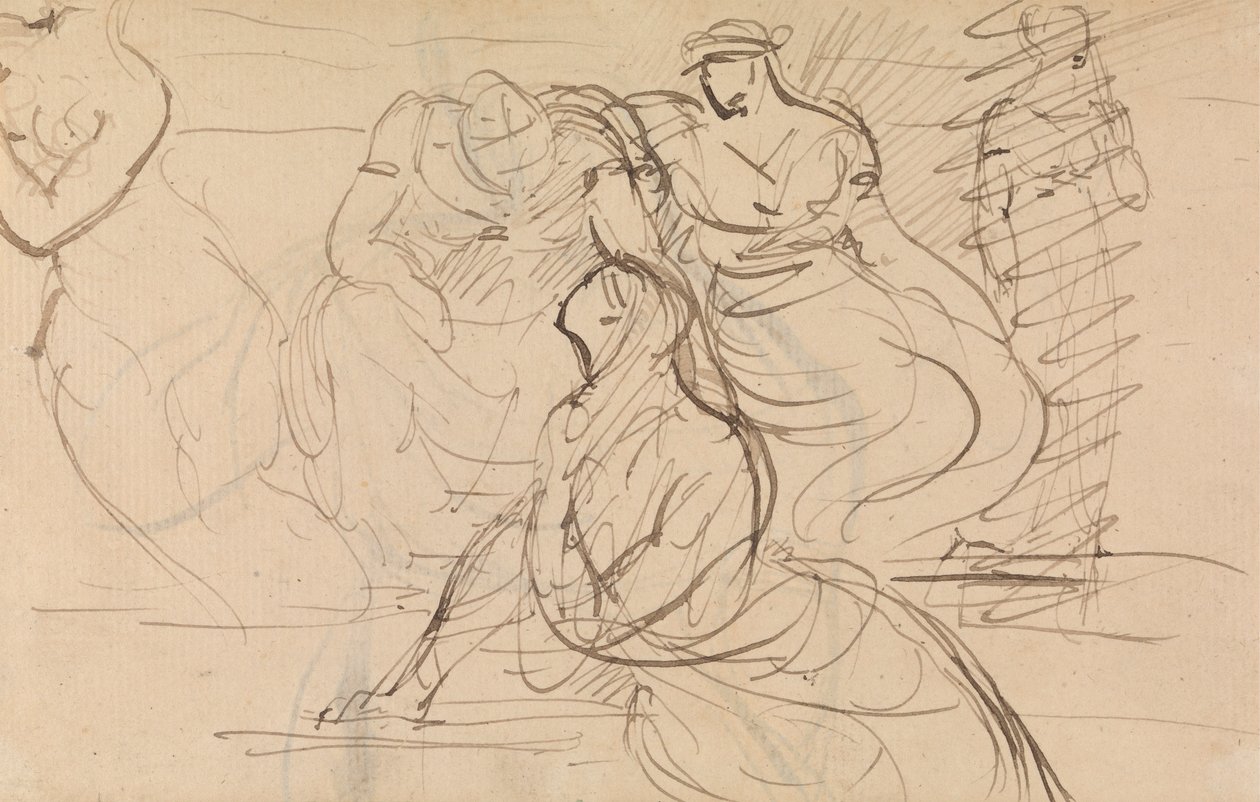 Figurenstudie van Vrouwen in Verschillende Zittende en Staande Houdingen door Benjamin Robert Haydon