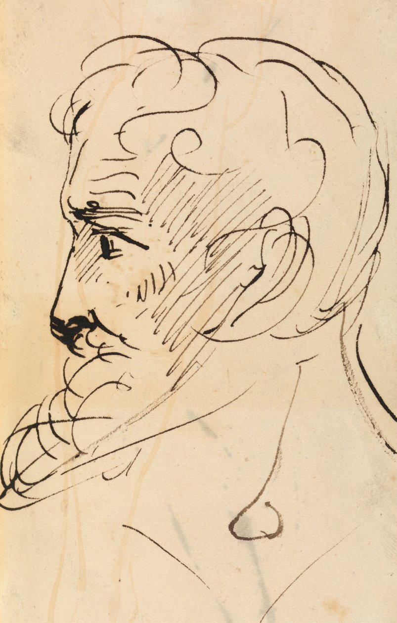 Portretstudie van een mannenprofiel door Benjamin Robert Haydon