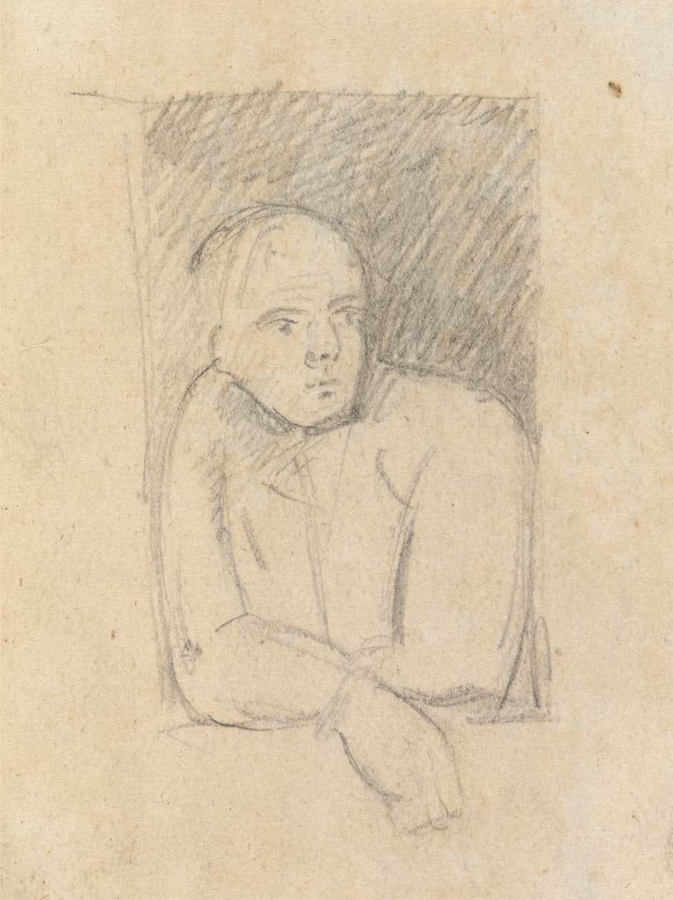 Studie van een figuur die uit een raam leunt door Benjamin Robert Haydon