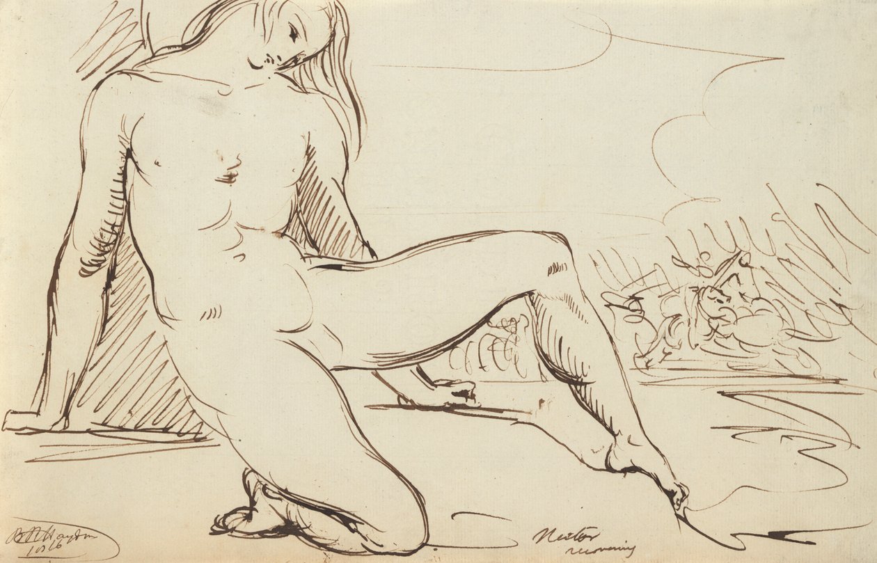 Studie van een naakt figuur door Benjamin Robert Haydon