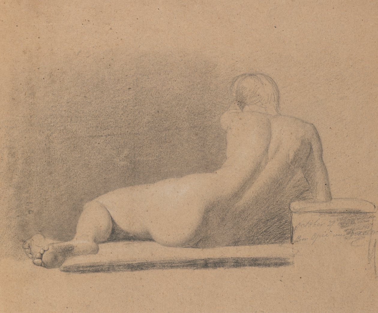 Studie van een Liggend, Naakt Figuur door Benjamin Robert Haydon