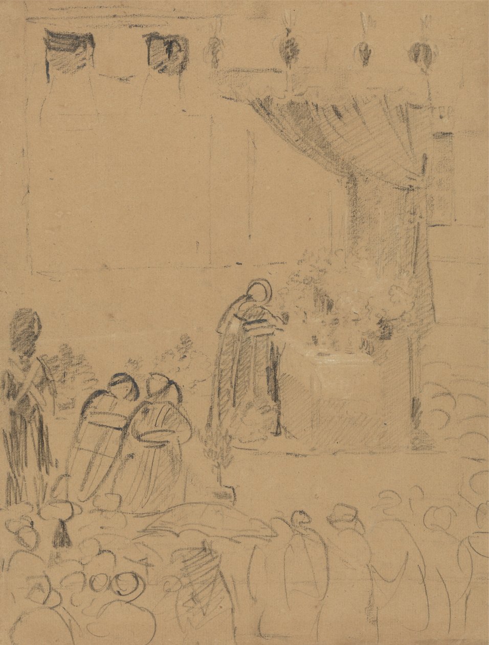 Studie van een religieuze ceremonie door Benjamin Robert Haydon