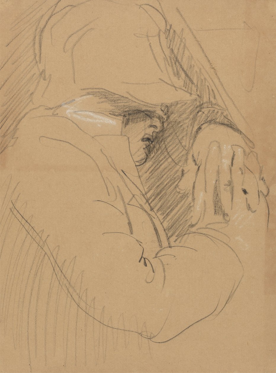 Studie van een slapende man, met een hoed en gevouwen handen door Benjamin Robert Haydon