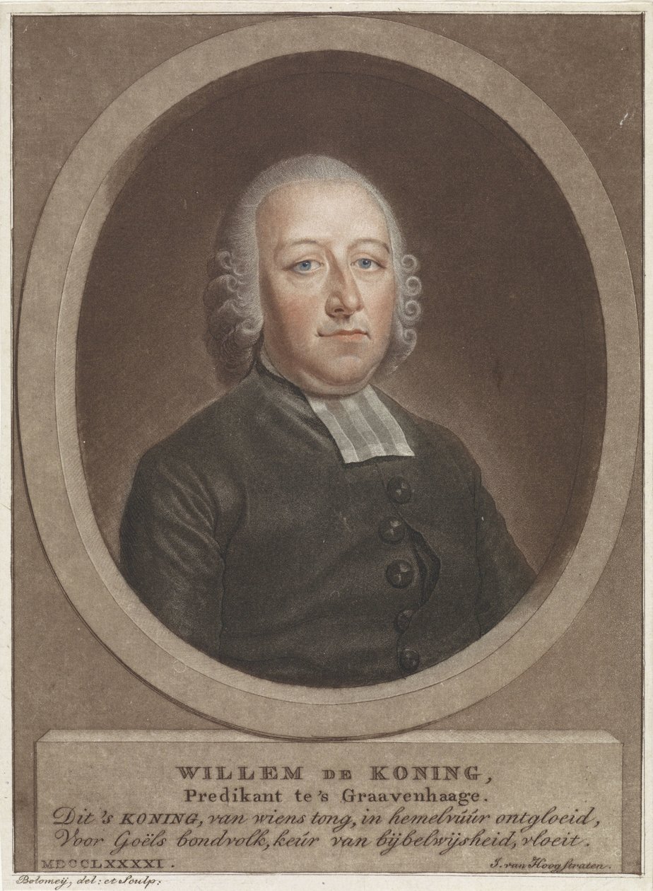 Portret van predikant Willem de Koning door Benjamin Samuel Bolomey