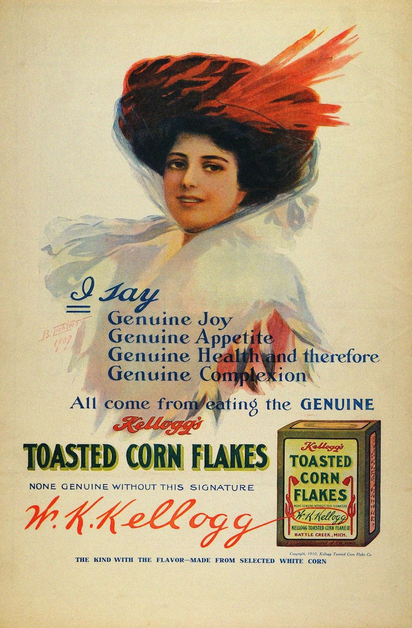 Poster voor Kelloggs Cornflakes, 1910 door Benjamin Tichtman