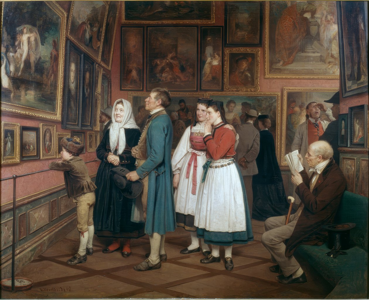 Boeren in het museum door Benjamin Vautier
