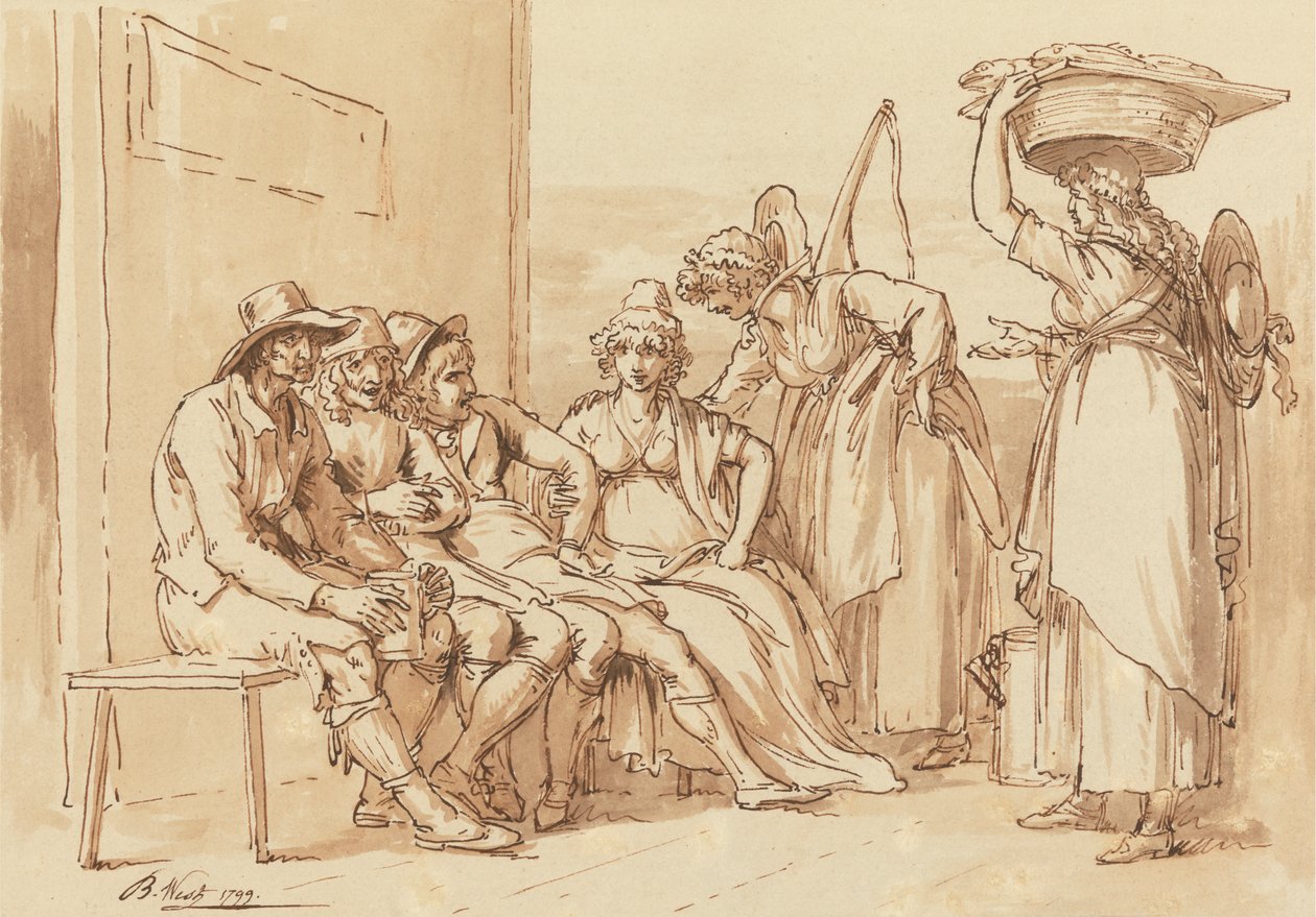 Personages in de Straten van Londen door Benjamin West