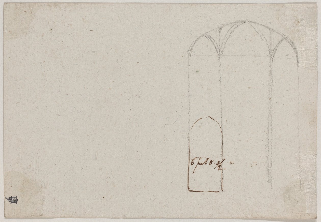 Dwarsdoorsnede van een Gotische Kerk [verso] door Benjamin West